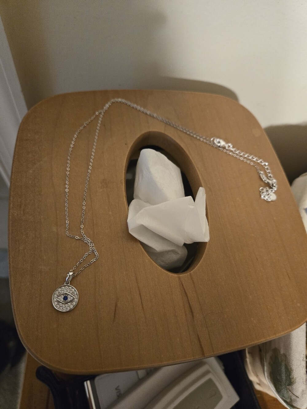 Tjazelle Guardian Eye Silver Pendant Necklace with Blue Center